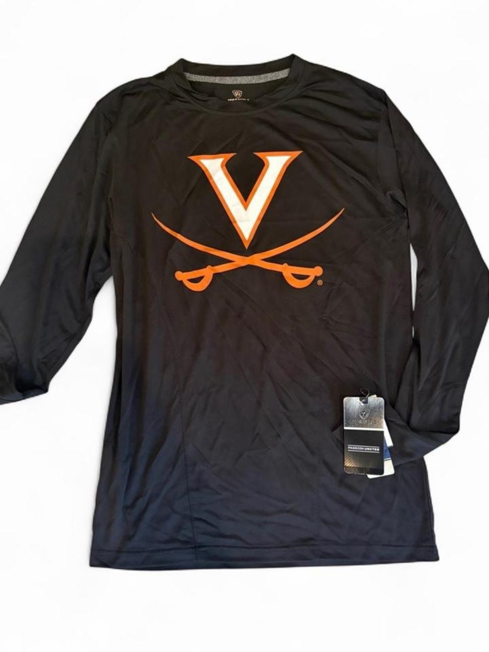 UVA Top of the World Men’s Black Long-Sleeve Shirt with Orange UVA Logo NWT